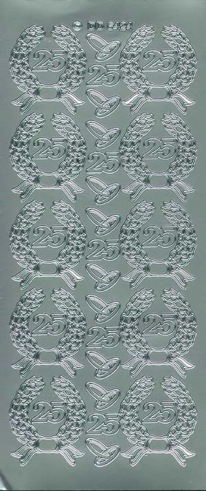 6424 - 25 i laurb�rkrans - stickers - �rstal s�lv